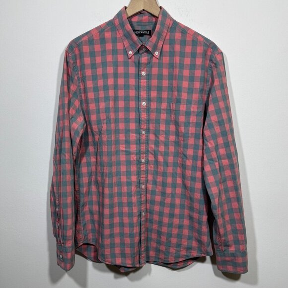J. Crew Other - J Crew Mercantile Men’s Flex Button Down Shirt Sz L Slim Plaid Gray Pink Preppy